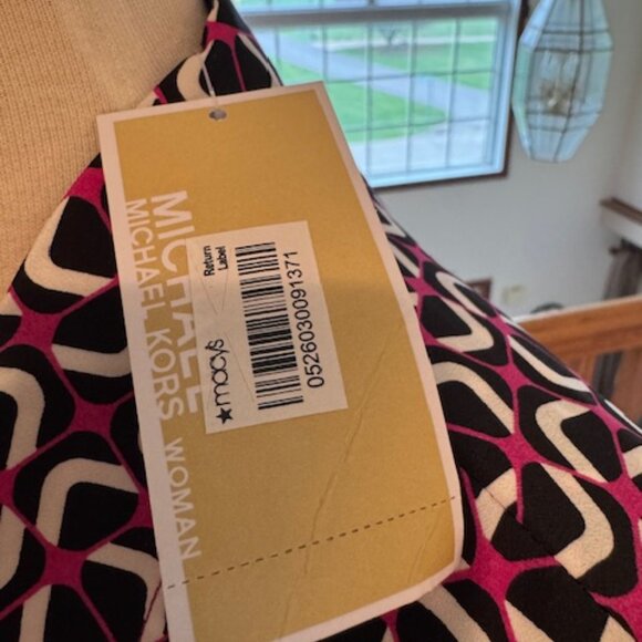 NWT Michael Kors Fuchsia/Black Zip Blouse, 1X - Picture 3 of 5